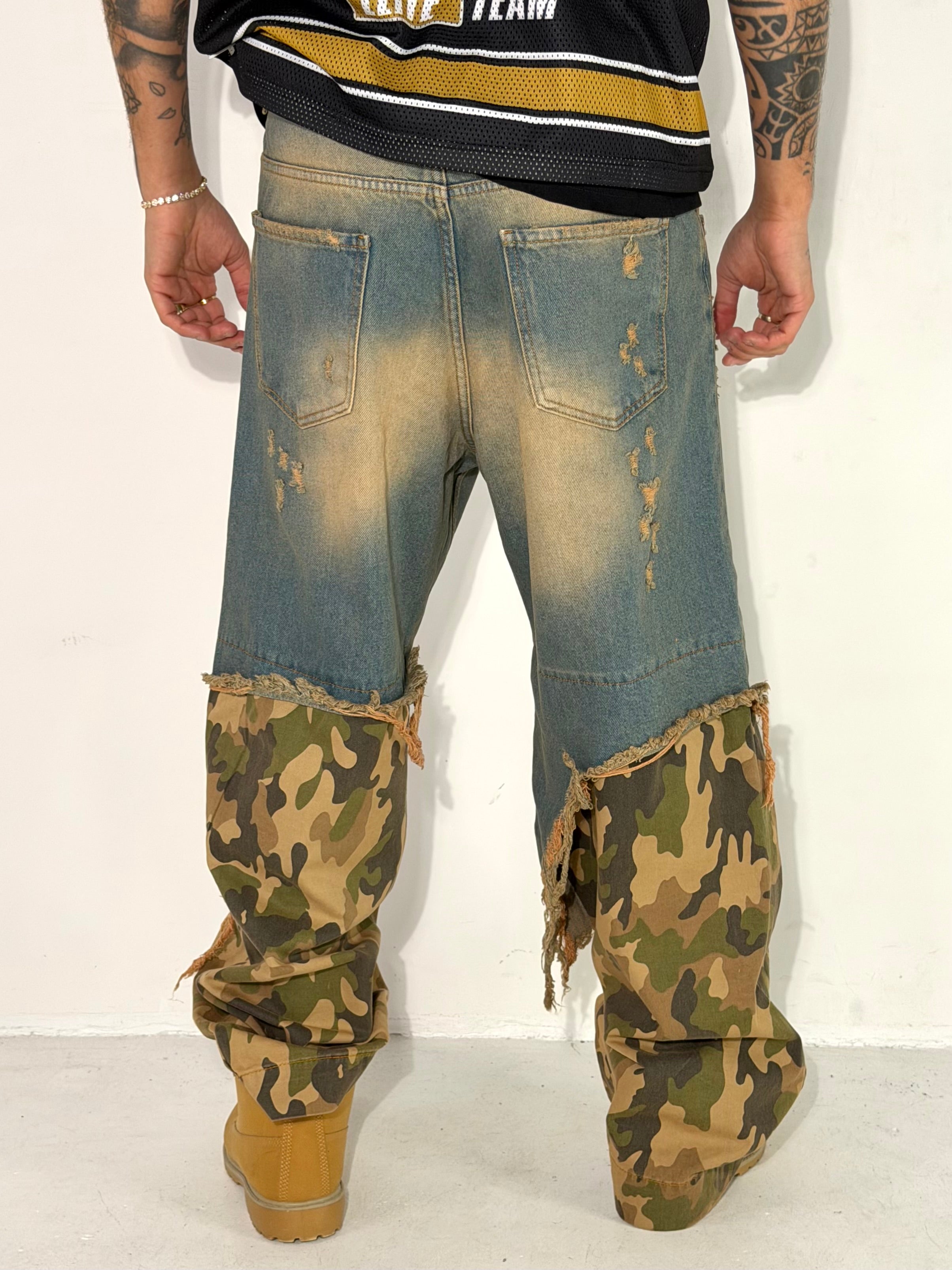JEANS CONTRAST SABBIATO MILITARE