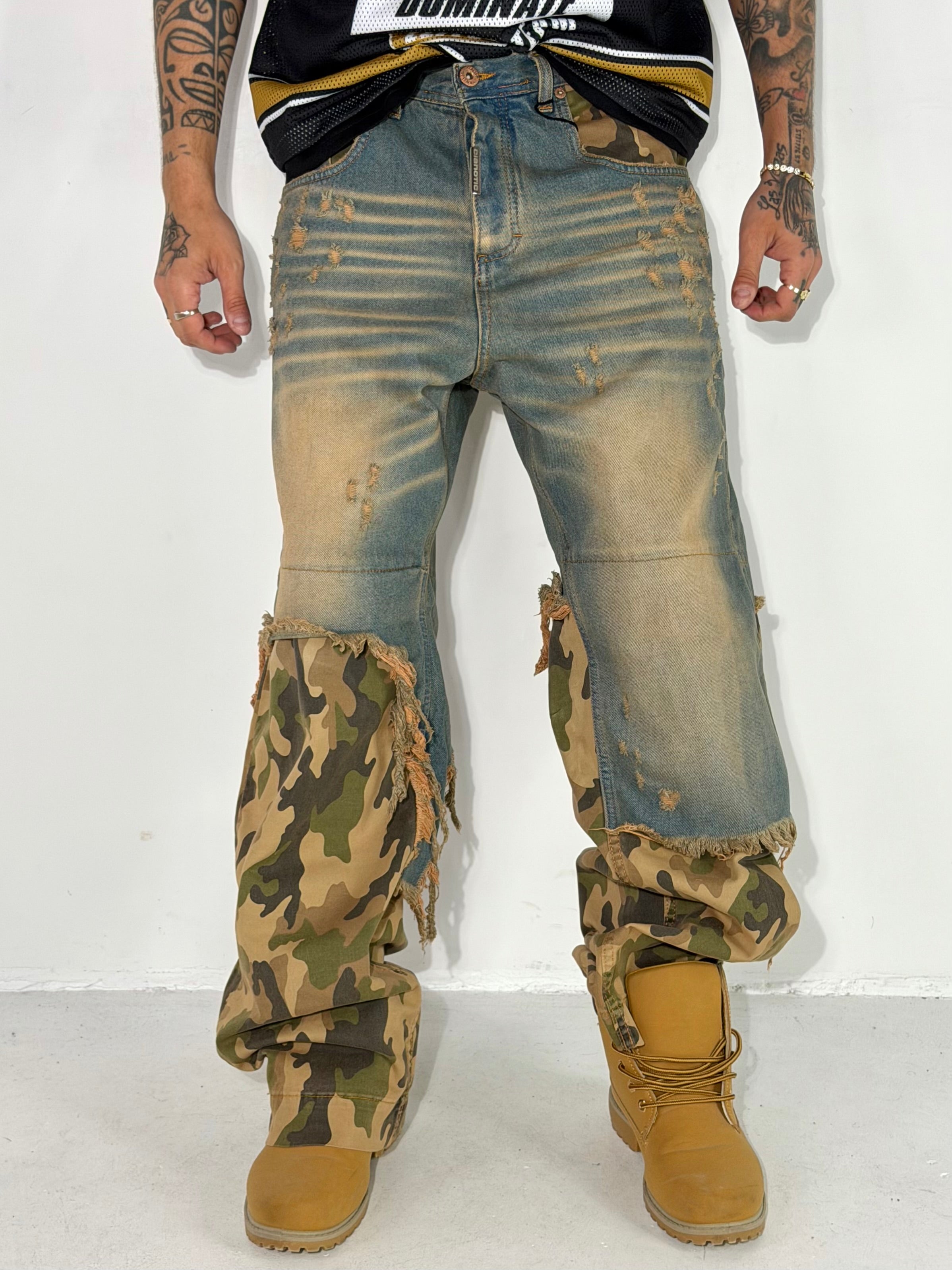 JEANS CONTRAST SABBIATO MILITARE
