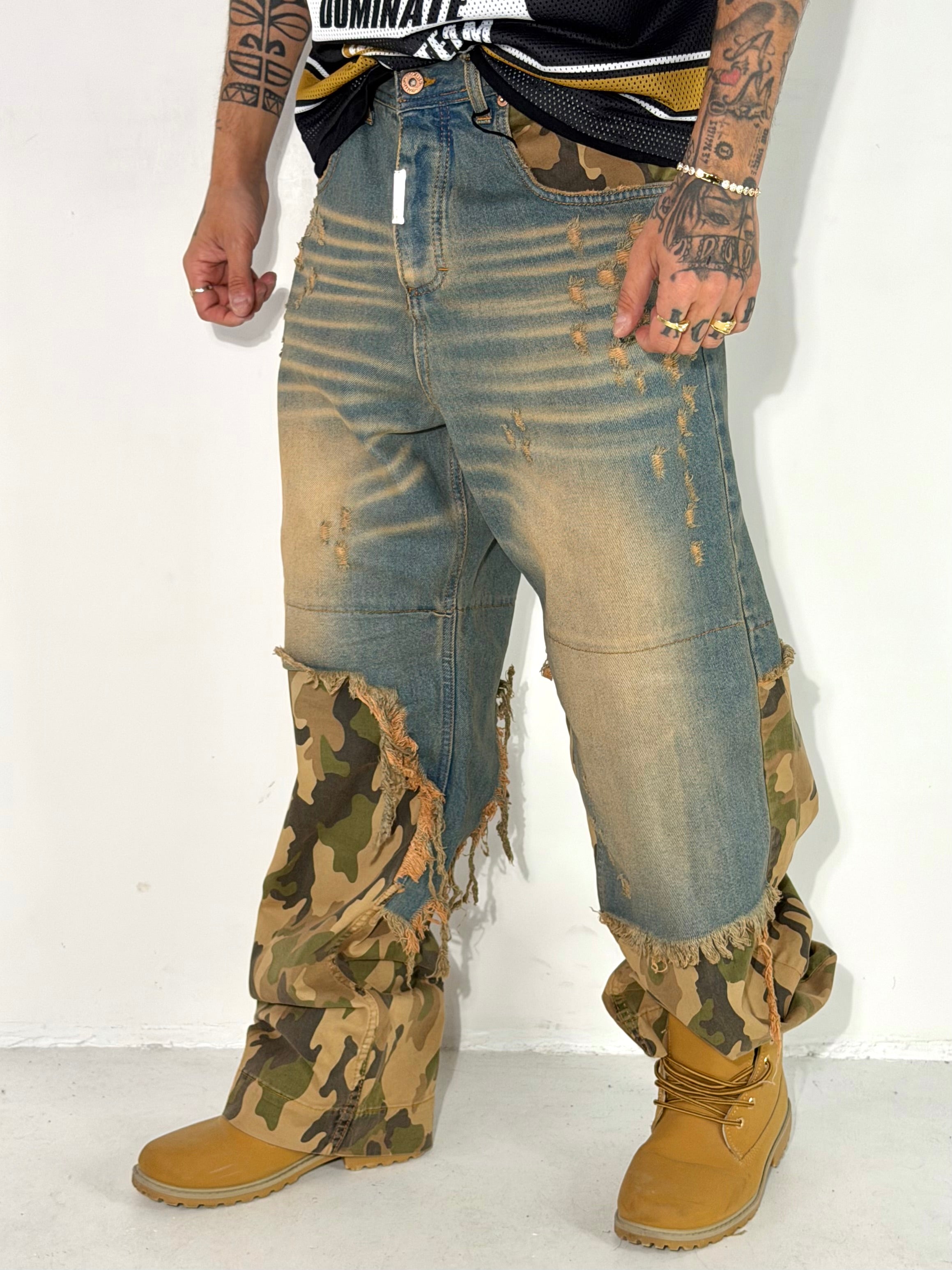 JEANS CONTRAST SABBIATO MILITARE