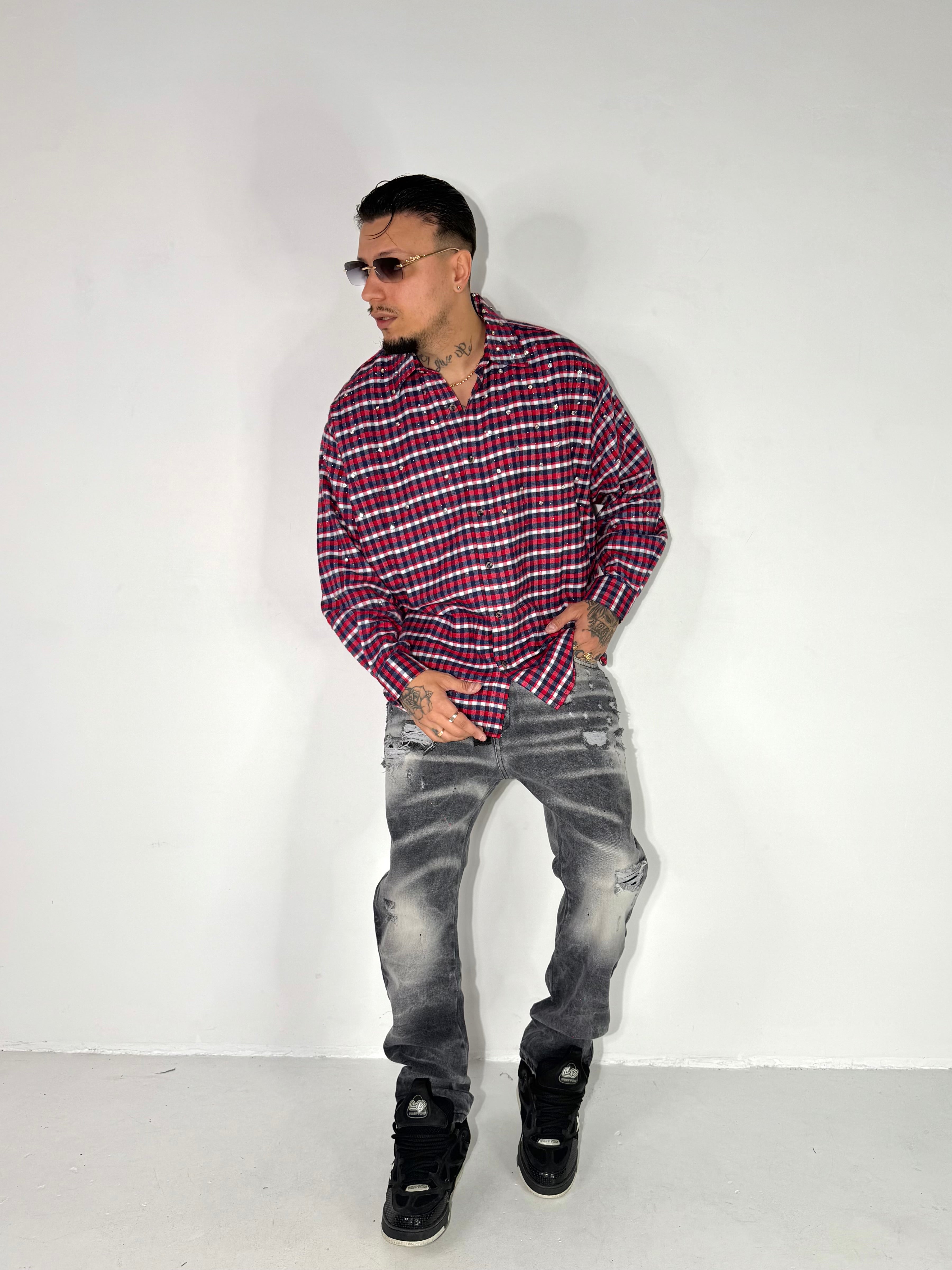 CAMICIA MINIMAL BORCHIE E STRASS 2 COLORI