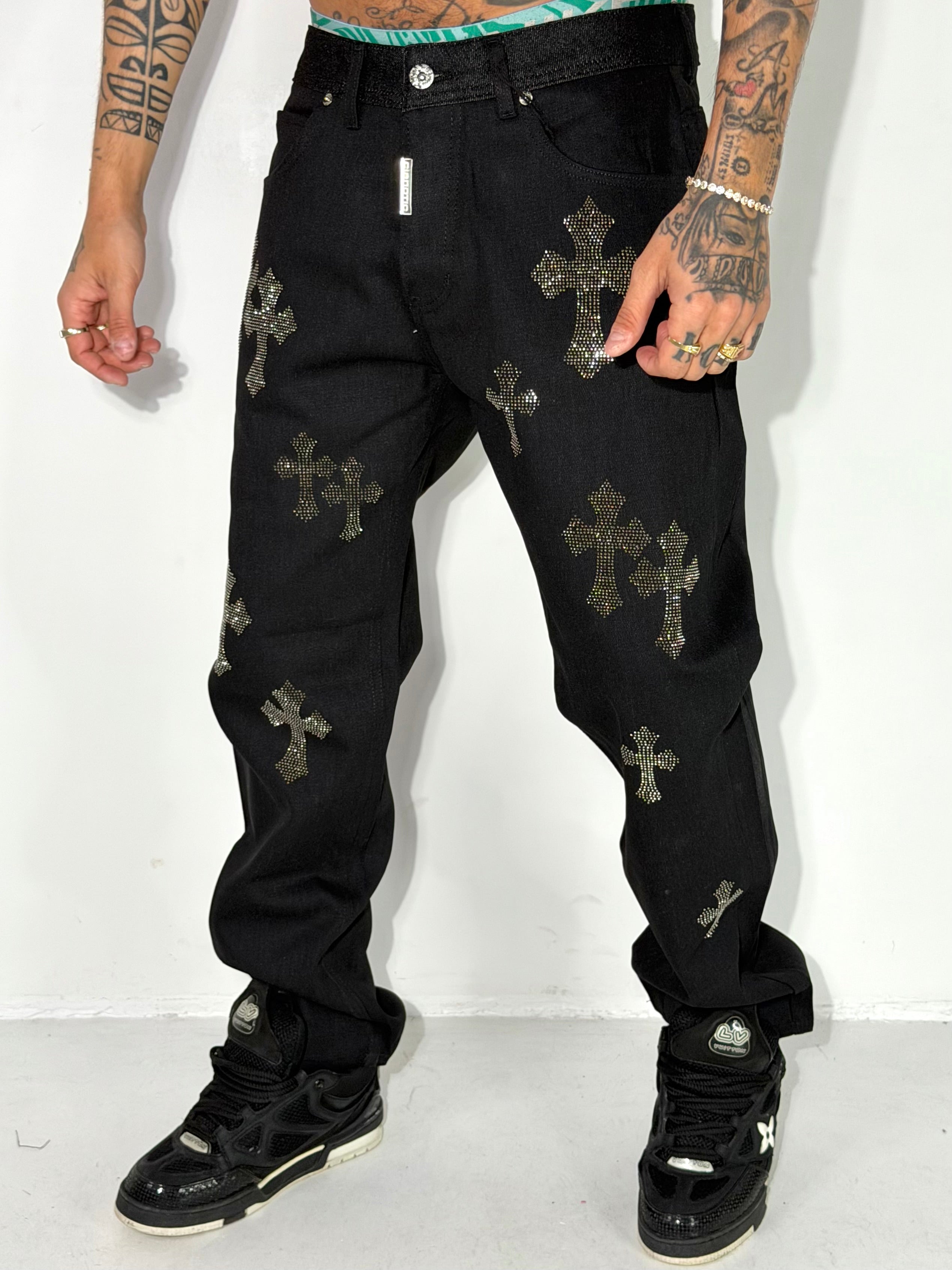 JEANS CROCE STRASS